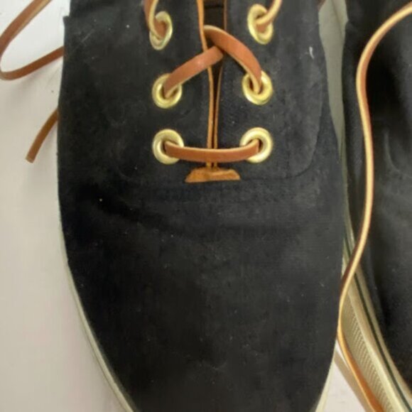 Marine Layer Black Tan Canvas Men's Boat Sneakers Size 9 - Picture 4 of 7